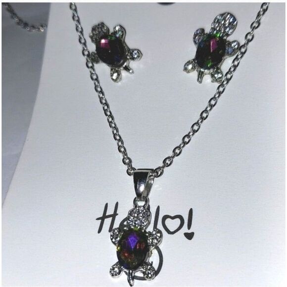 Stunning multicolor turtle shape jewelry set - Picture 3 of 6